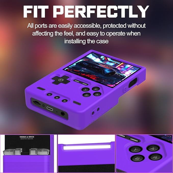 Silicone Case for Trimui Brick, Anti-Slip, Shock Proof, Soft Protective Case for Trimui Brick Handheld Game Console with Lanyard - Purple