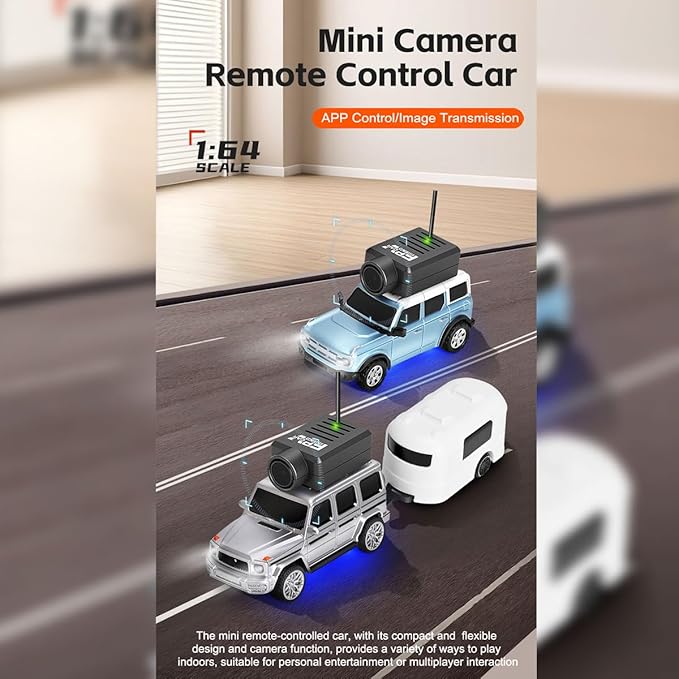 WL 6405-C 1/64 FPV RC Car, Full Proportional Mini Remote Control Car with APP Auto-Pairing, WiFi Module Control, Camera - Includes Storage Case ＆ Tow Trailers (RTR Version)