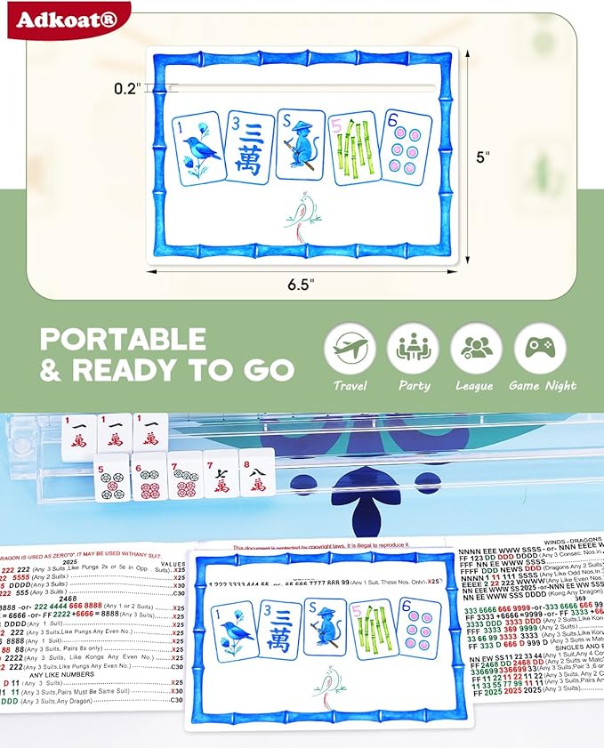 Adkoat® 4PCS Mahjong Line Finder - Large Overlays & Thickened Mah Jong Card Line Reader Tracker - Warterproof & Portable Guided Ruler Marker Reading Tool - Mah Jongg Accessories and Gifts for Beginner
