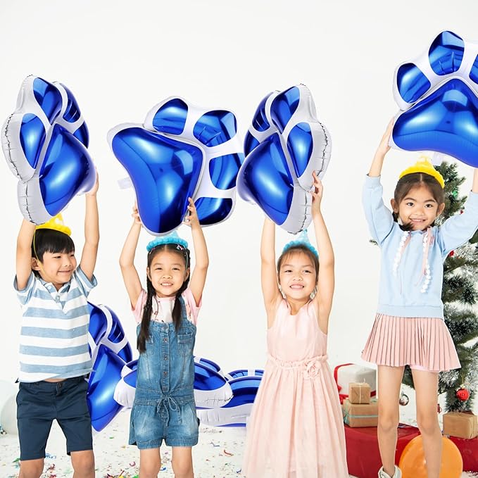 Hungdao 9 Pcs 28 x 26 Inch Blue Dog Paw Balloons Paw Print Foil Balloons Large Puppy Birthday Party Supplies for Baby Shower Pets Dog Themed Party Decorations