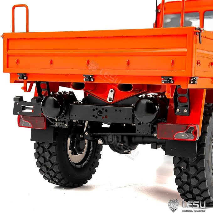 LESU U4023 AWD 1/14 RC Off Road Car Metal Radio Control All Terrain Vehicle Light Truck Model Axle Lock Wheel Hub Reduction Hobby Grade Model for Ages 14+(Orange)