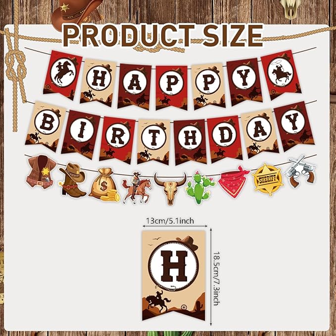Western Cowboy Birthday Party Supplies,Western Cowboy Birthday Party Decorations Supplies Include Banner,Horse Balloons,Cake Toppers, Spiral Party Decoration