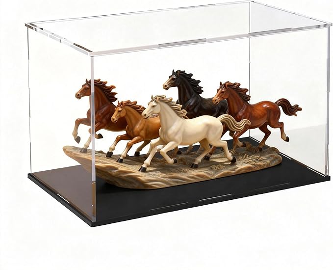 Acrylic Display Case, Clear Acrylic Display Box with Matte Base, Dustproof Collectible Storage Cases, DIY Easy Assembly Showcase for Figures, Models, Collectibles, 12 x 8 x 8 inch