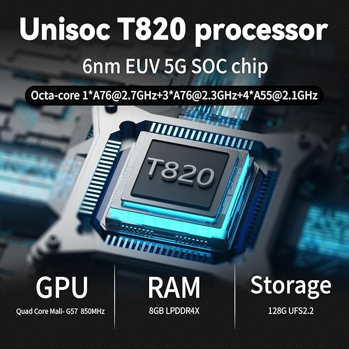 RG556 Retro Handheld Game Console , Android 13 System Unisoc T820 Processor 5.48 Touch Inch AMOLED Screen 5500mAh Battery Support WiFi Online DP Output (Transparent Blue)
