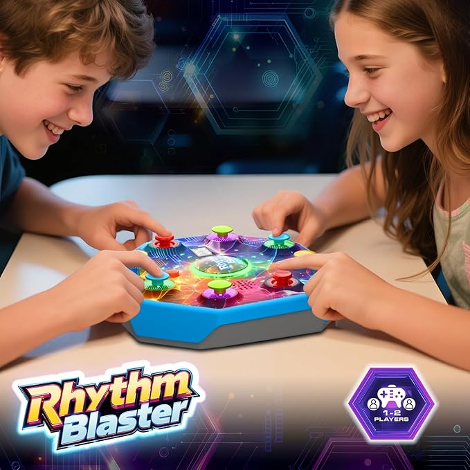 Electronic Table Reflex Game for Solo & 2-Player - Light-Up Memory Challenge Toy with 4 Fun Game Modes, Interactive Board Games, Gamer Gift for Kids 6 7 8 9 10 11 Year Old Boys & Girls