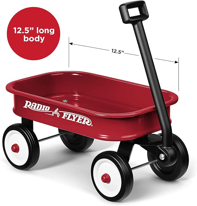 Radio Flyer Mini Classic Red Wagon for Kids, 12.5" Toy Wagon For Kids Aged 1.5+, Play-Size Version of the Classic, Durable Rolling Wheels & Steel Body, Working Handle, For Toys, Crafts & Gift Displays