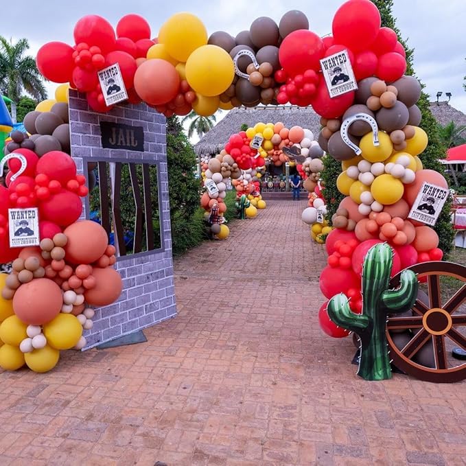 Derby Balloon Garland Arch Kt, 144pcs Red Black Gold Balloons with Rose Horse Horseshoe Foil Balloons for Run for the Rose Kentucky Party Rodeo Birthday Horse Racing Decorations