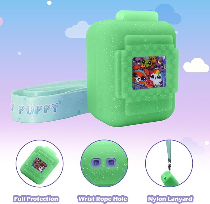 Silicone Cover Case for Bitzee Interactive Toy Digital Pet,Cases with Lanyard,Protective Case Holder Skin for Bitzee Virtual Electronic Pets for Girls & Boys (Green)
