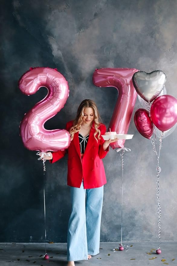 Pink Number 7 Balloon 40 Inch,Jumbo Giant Mylar Pink Number 7,Big Large Foil Helium Number Balloons, Balloons for 17 27 Birthday Party Decorations Supplies Anniversary Celebration