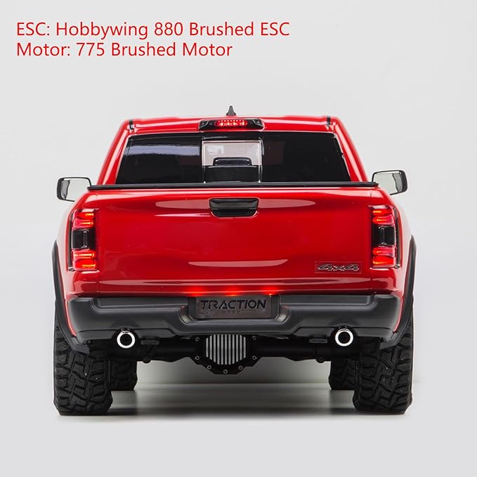 1/8 Radio Control Off Road Car 4WD 2WD Electric RC Vehicle 880 Brushed ESC 775 Brushed Motor Axle Lock Light System Hobby Grade Model for Adult Hobby(Red)