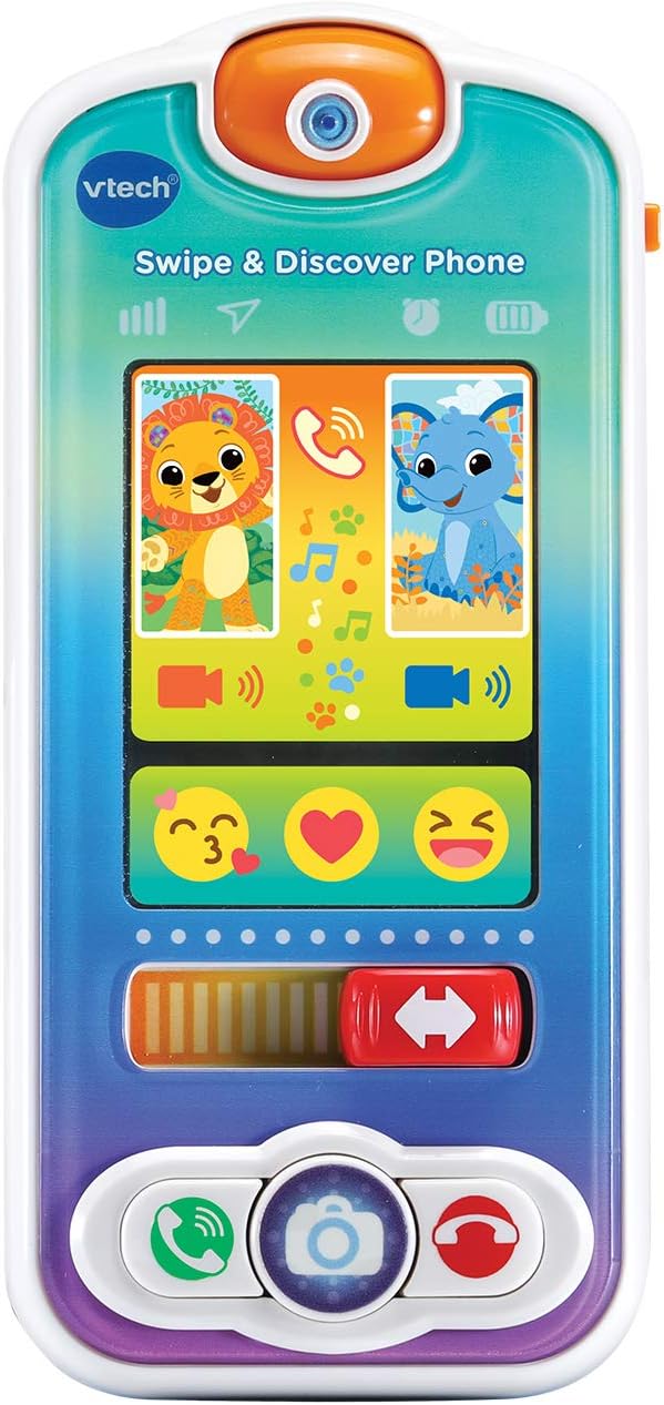 VTech Swipe & Discover Phone, Play Phone for Baby Girls and Boys, Interactive Toy with Lights and Sounds, Mobile Phone Toys for Babies, Learning Toy with Animals, Numbers and More, Ages 6 Months +