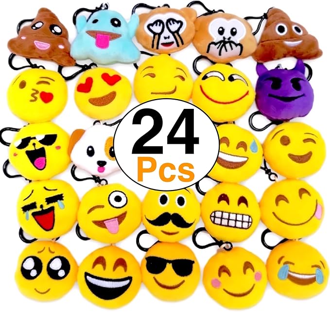 OHill 24 Pack Emoticon Plush Mini Pillows Party Favor for Birthday Party Home Decoration