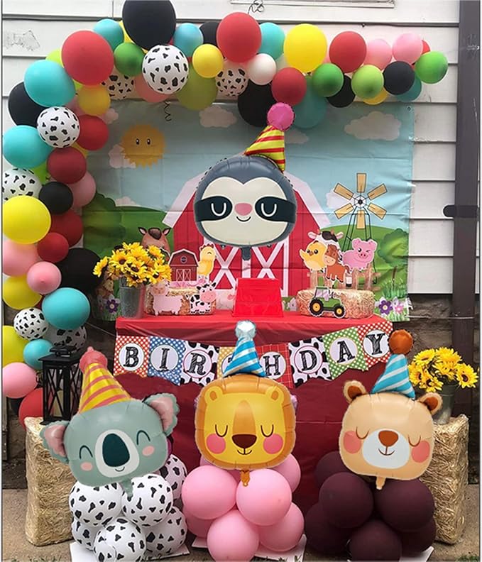 Lion Bear Koala Sloth Foil Animal Balloons Kids Baby Shower Birthday Party Supplies Children Jungle Themed Decorations Woodland Safari Animal Balloons 4Pcs