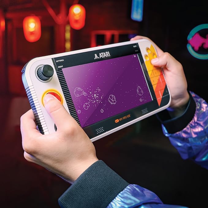 My Arcade Atari Gamestation Go: Rechargeable Battery, Over 200+ Preloaded Retro Video Games Including Pac-Man, Atari: Recharged, & Balls of Steel, Wifi,Smartglow, 7 inch Display,