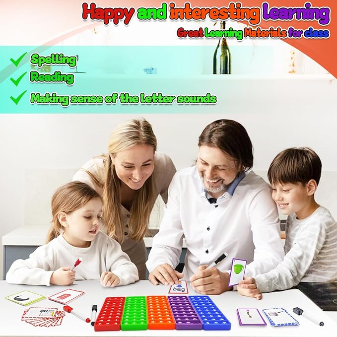 CVC Word Games, Sensory Toy to Learn and Spell, Phonics Games Flash Cards for Preschool Kindergarten Classroom Supplies, Multisensory Reading and Phonics Flash Cards for Kids 3+ Years