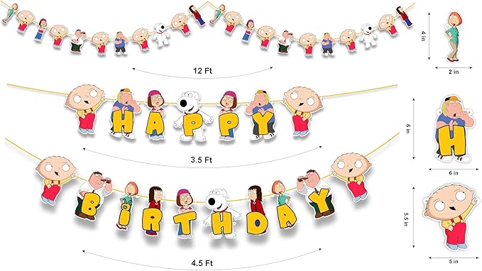 "Stewie Grifin Theme Birthday Party Supplies – Funny Cartoon Baby Character Decorations & Adults – Includes Party Banner, Cake Topper, Cupcake Toppers, & Table Décor for Birthday Celebrations"