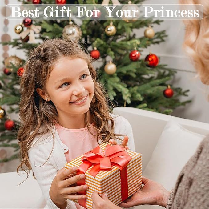 Princess Dress Up Accessories Tulle Skirt Toddler Tutu Costume Toys with Princess Crown Gloves Wand Earrings Ring Handbag 9pcs Girl Role Play Gift Set Birthday Party Favors for 3-8 Years Girls