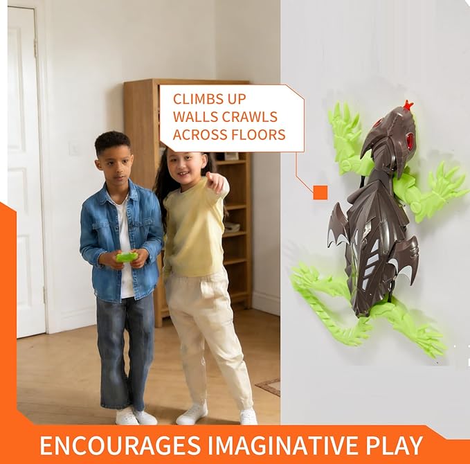 RC Lizard Wall Climbing Toy – Remote Control Robotic Gecko Kids Toys with LED Lights, Wall-Crawling Action, Battery Operated, for Boys and Girls Ages 6 and up