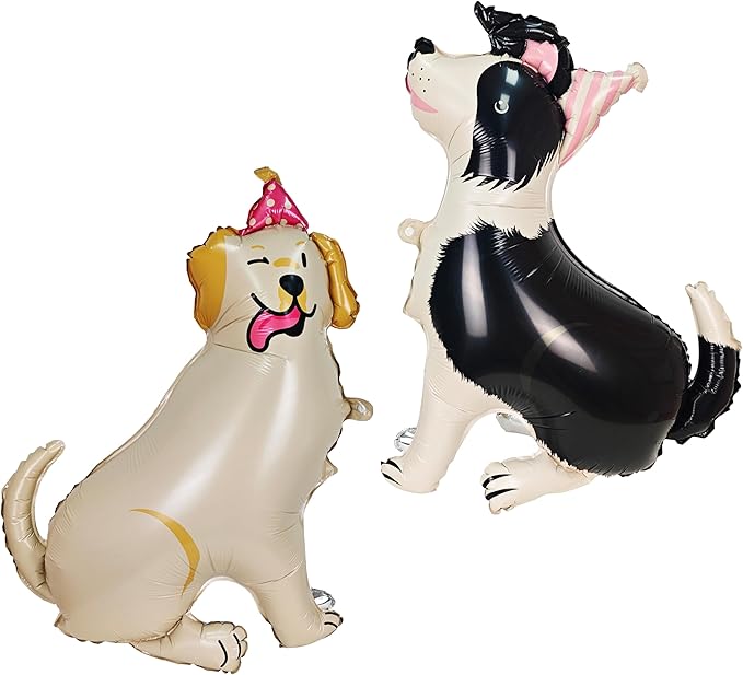 2PCS Self Standing Dog Animal Balloons Cute Pet Puppy Birthday Foil Balloon For Kids Gift Animal Dog Themed Birthday Baby Shower Pet Party Decorations Supplies