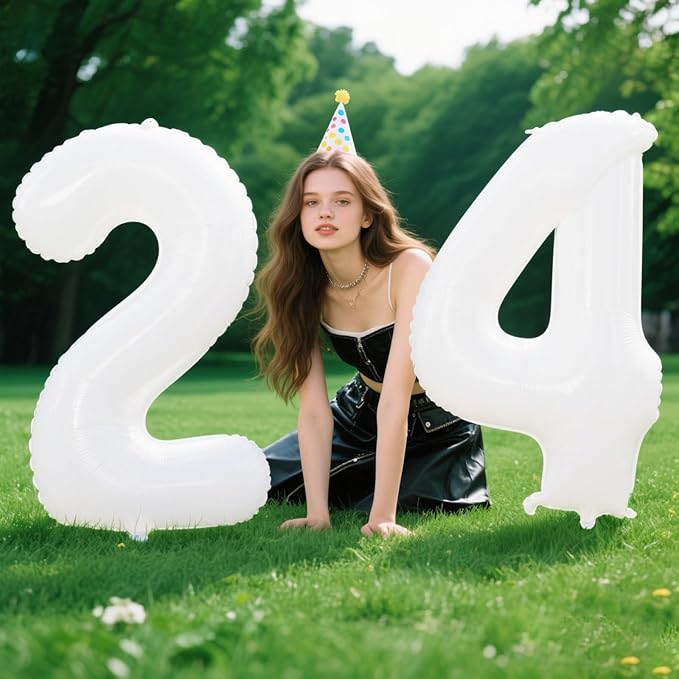 40 Inch White 4 Balloon Giant Mylar Number 4 14 24 34 40 Year Old Birthday Large Foil Helium Number Balloons Party Decorations Supplies Anniversary