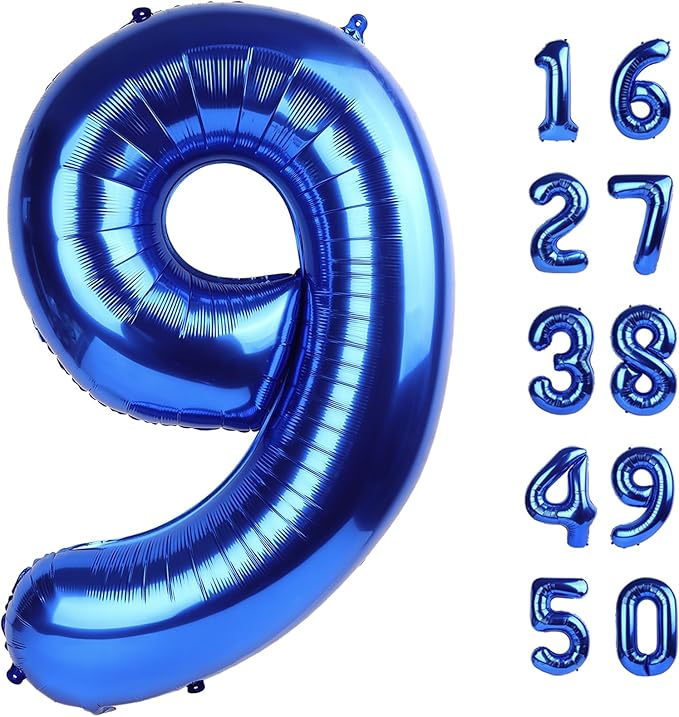 40 inch Navy Blue Number 9 Balloon Jumbo 19 29 39 90 99 Foil BalloonsGiant Large 9 Foil Balloon for Birthdays, Anniversaries, Graduations, 9th Birthday Decorations for Kids