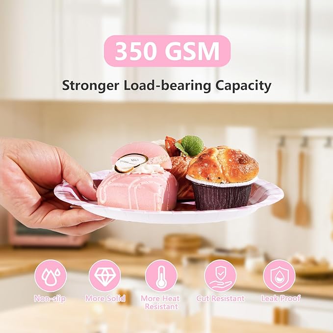 96Pcs Pink Gingham Birthday Decorations Pink and White Checkered Plates and Napkins Plaid Birthday Decoration Favors for Girl Women Christmas Bday Baby Shower Holiday Picnic Party Supplies Serves 24