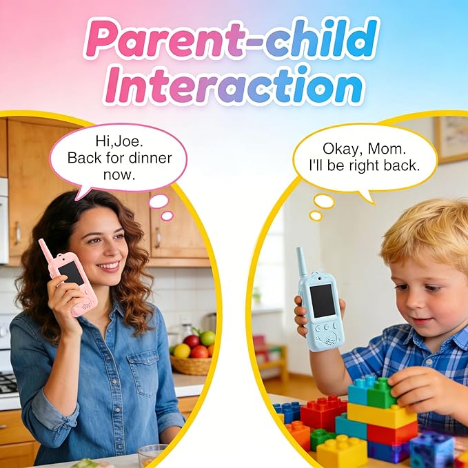 Video Walkie Talkies for Kids,Dual Camera 2-Pack Rechargeable Video Intercom Long Range Walkie Talkies,Voice Chat&Photo,Gifts for Age 3-12 Boys Girls Indoor Outdoor Games,Camping (Blue + Pink)