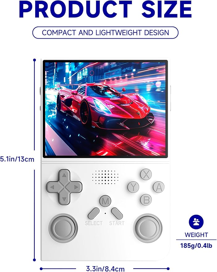 R40 Retro Handheld Game Console - Open Source System,3.5" IPS Screen, 18,000+ Classic Games, 128G TF Card, 3000mAh Battery, Portable Gaming Player for Travel, Retro Gaming Console, White