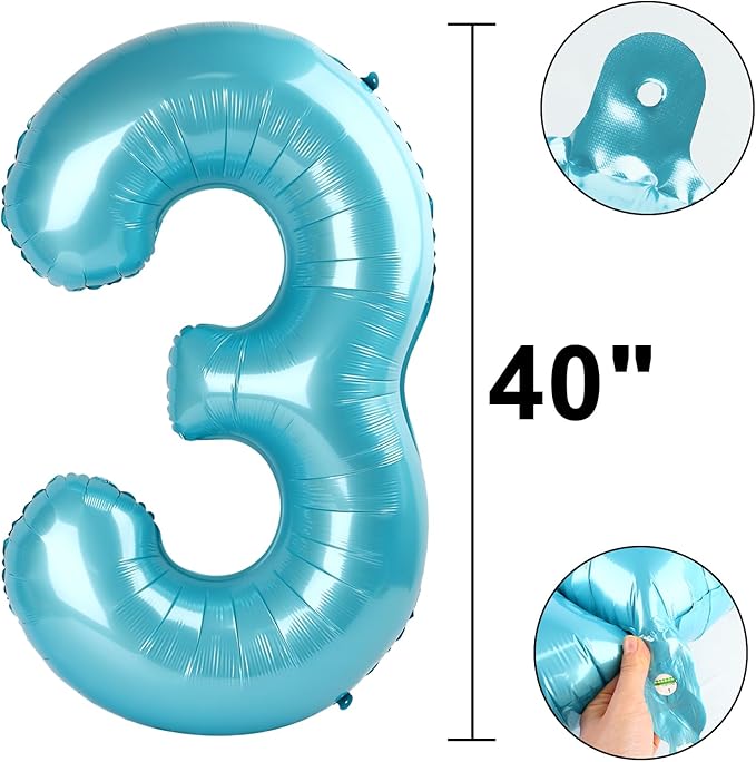 40 Inch Light Blue Number 30 Digital Balloon,Jumbo Mylar Foil Helium Balloon for 30 Balloons for Birthday Party,Wedding Anniversary Party Decorations