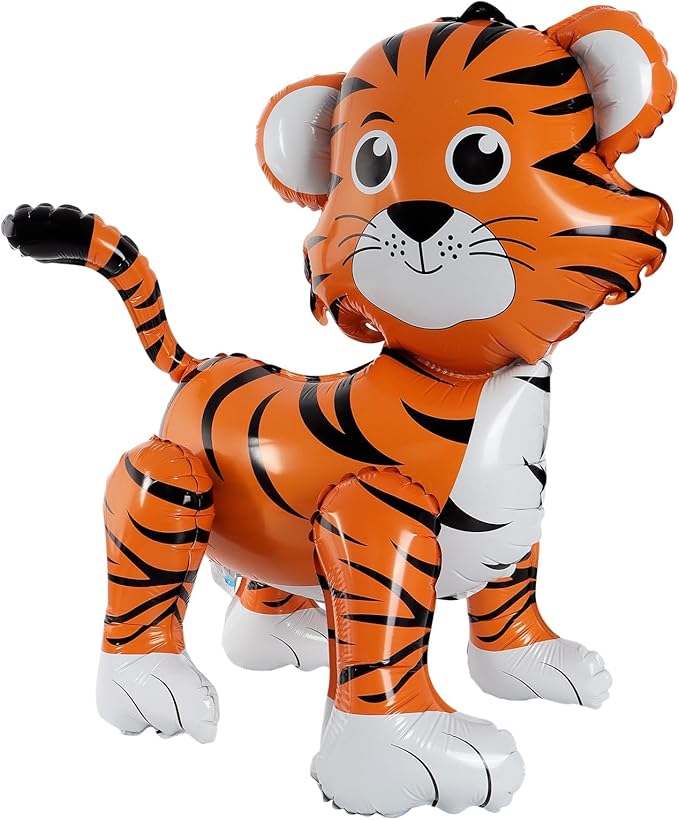 Standing Tiger Balloon, 24inch Large Jungle Safari Animals Foil Balloons, Walking Tiger Balloons for Kids Wild Zoo Party Baby Shower Birthday Decor Supplies