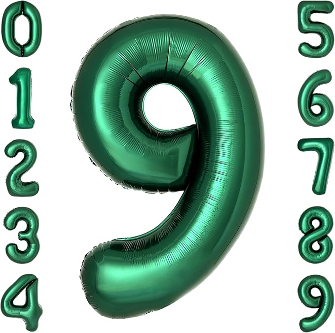 Dark Green Number 9 Balloons Large Emerald Green Number Balloons 40 Inch Jungle Safari Birthday Party Supplies Graduation Decorations Forest Green 9 Balloon