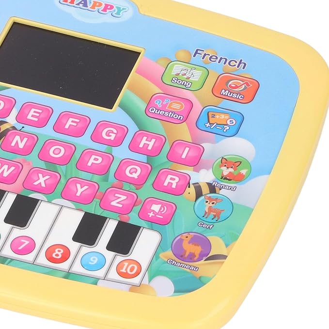French Learning Tablet,LED Screen French Learning Machine Children Early Education Toy Interactive Pad Reading Machine for Kids (Yellow)