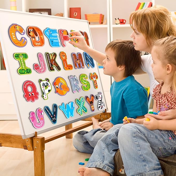 Magnetic Letters for Toddlers 1-3, 26PCS Cute Animal Alphabet Magnets Letters Learning Toys for Toddlers 1-3 Uppercase ABC Magnets for Refrigerator Best Gifts for Birthday Easter Basket Stuffers
