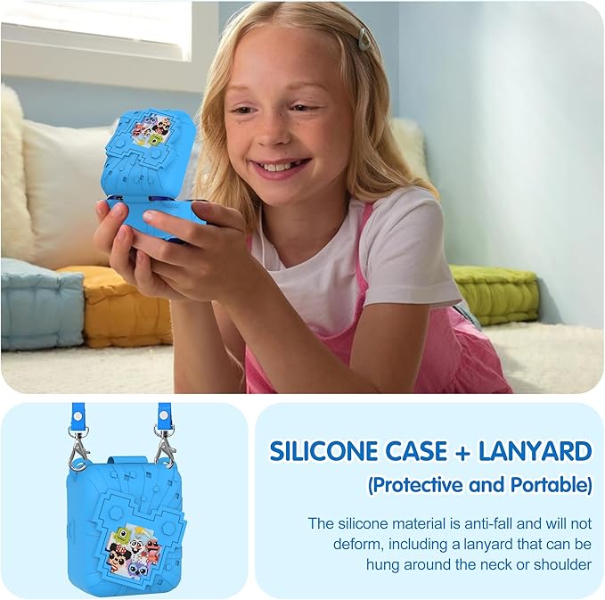 Silicone Case for Bitzee Disney Interactive Toy, Anti-Scratch, Washable, Shockproof Silicone Protective Cover for Bitzee Disney Interactive Toy Accessories with Lanyard - Blue