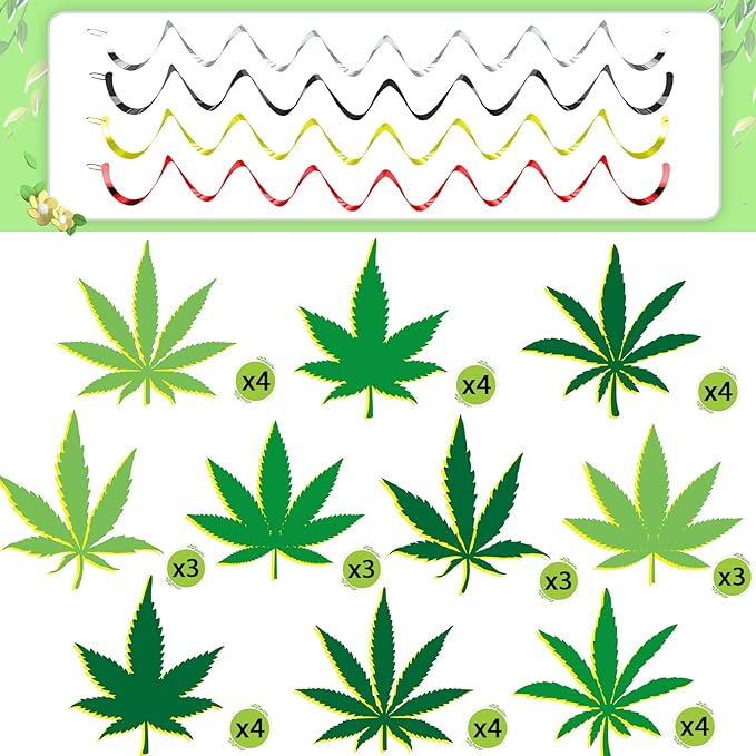 84PCS Pot Leaves Party Decorations Banners Pot Leaves Hanging Swirl Party Supplies Pot Leaves Ceiling Streamers Pot Leaves Paper Cutout Spiral Favors for Birthday Party Room Decor