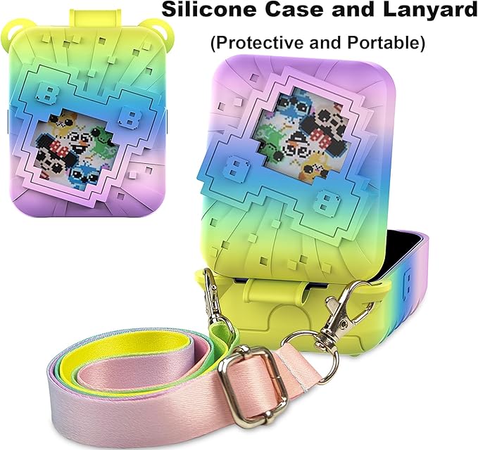 JCHPINE Silicone Cover Case for Bitzee Disney Interactive Digital Pet and Case, Protective Skin Sleeve for Bitzee Disney Virtual Electronic Pets (Rainbow)