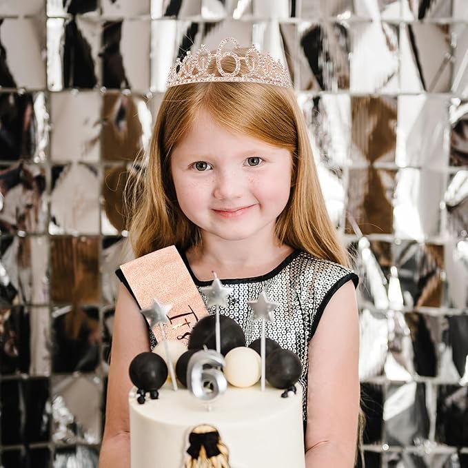 CIEHER 6th Birthday Set: Crown, Sash & Pearl Pin - It's My 6th Birthday Decorations & Gifts