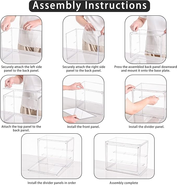 Clear Acrylic Display Case for Figures, 3 Layer Adjustable Acrylic Boxes for Display, Stackable Display Boxes for Collectibles, Action Figure Display Case for Shoe, Bread, Cosmetic, Handbag, 2 Pack