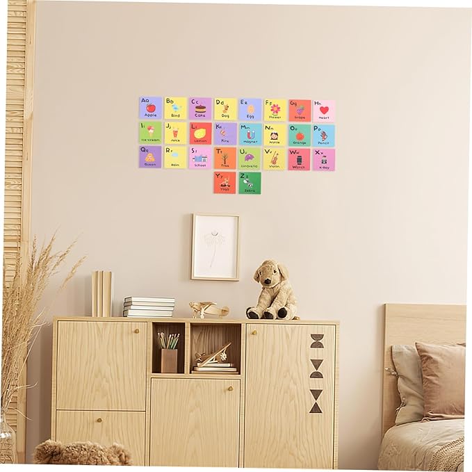 Educational Alphabet Shapes Cards for Preschool Early Learning Flashcards with Cartoon Pictures for Cognitive Development and Hand-Eye Coordination