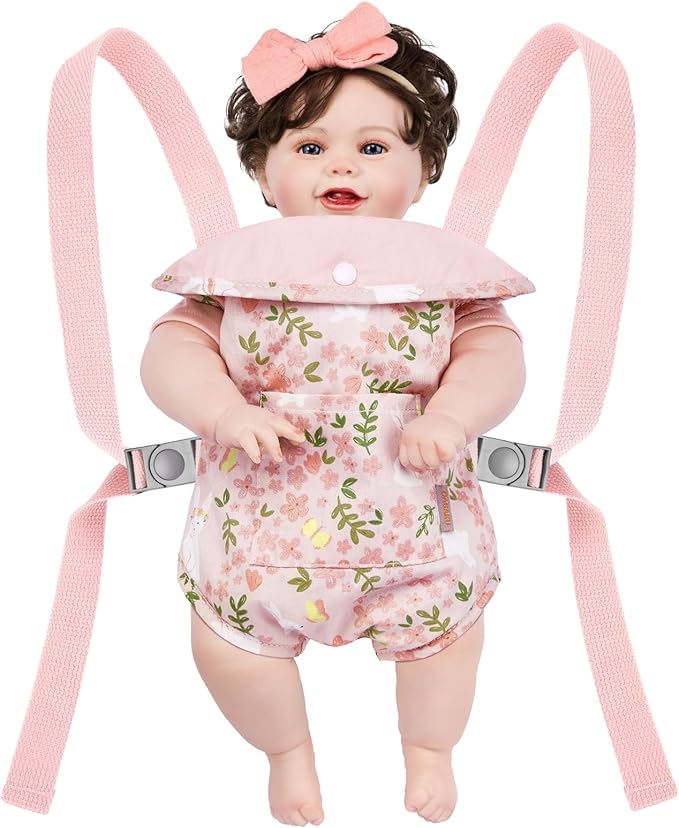GAGAKU Doll Carrier Baby Doll Accessories Babydoll Swing 22 Inche Doll Carrier Baby Doll with Carrier Backpack for Toddlers - Pink - Rabbit Garden