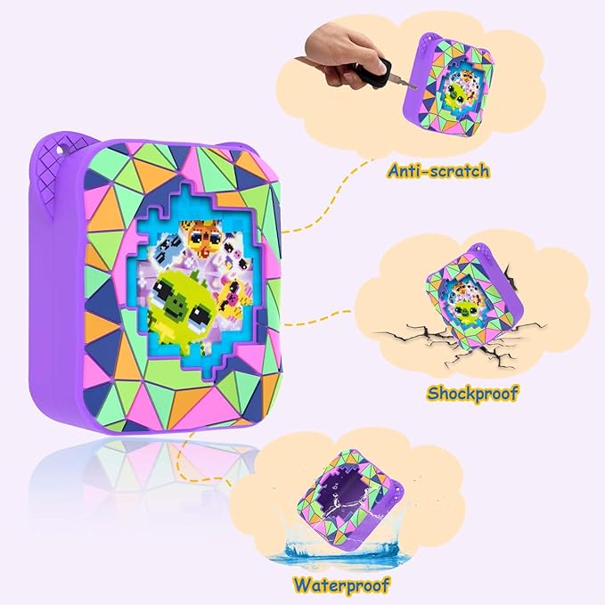 Silicone Case for Bitzee Magicals Digital Pet, Skin Sleeve for Bitzee Magicals Interactive Digital Pet Protective for Girls & Boys with Lanyard (Purple)