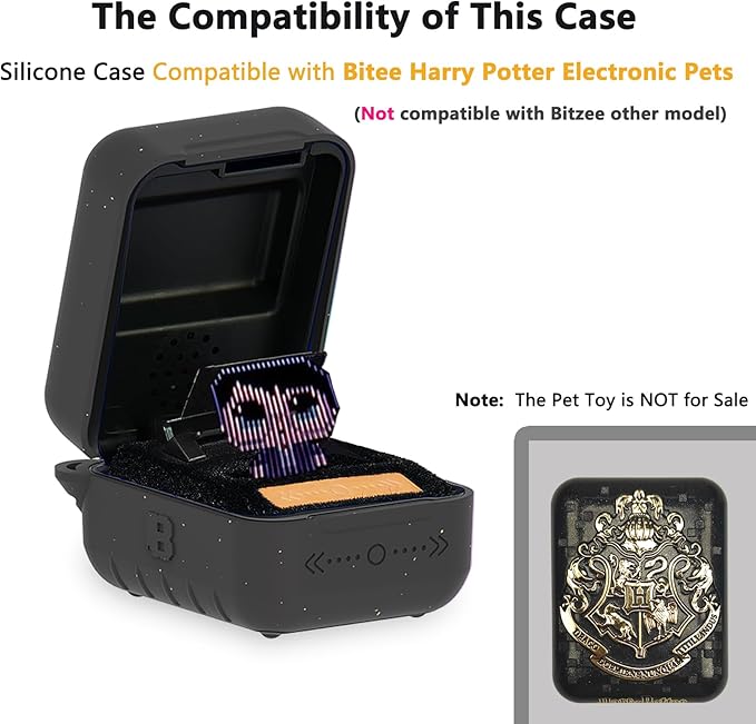 Silicone Case for Bitzee Harry Potter Interactive Digital Pet, Protective Cover for Harry Potter Bitzee Virtual Electronic Pets Accessories (Black Case)