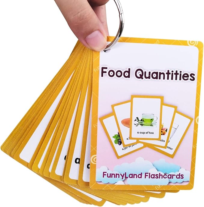 Fruits/Vegetable/Foods/Food Quantities Flash Cards English Flash Cards Pocket Card Learning Toys for Children Pre-Kindergarten Kids Education Aids