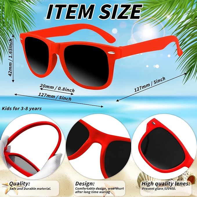 120 Pack Kids Neon Sunglasses Party Favors Bulk, 24 Colors Neon Party Sunglasses Colorful Novelty Sunglasses Cool Sun Glasses for Classroom Prize, Goody Bag Filler, Birthday Party Age 3-8
