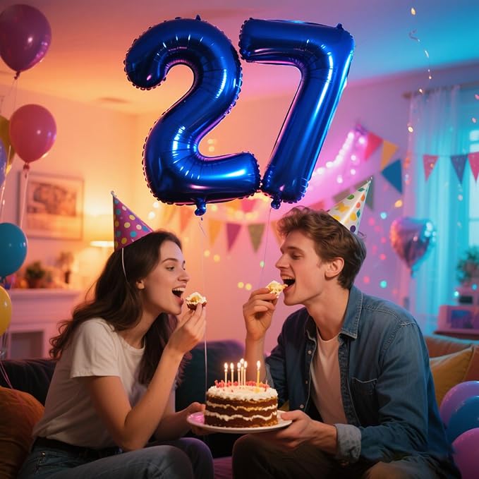 40 Inch Navy blue Number 27 Digital Balloon,Jumbo Mylar Foil Helium Balloon for 27 Balloons for Birthday Party,Wedding Anniversary Party Decorations