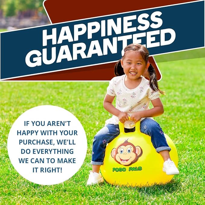 Flybar Hopper Ball for Kids, Inflatable Bouncy Ride-On Ball w/Handle for Indoor & Outdoor Active Play, Includes Pump, Jump Ball Toy for Boys & Girls, Supports Up to 165 lbs, Ages 3+, 18-Inch, Small
