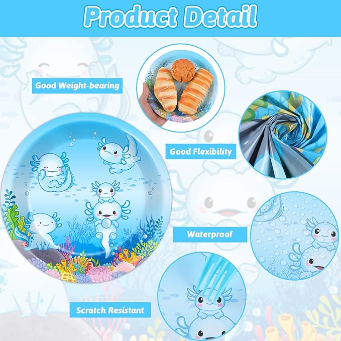 chiazllta 24 Guests Blue Axolotl Party Decoration Axolotl Birthday Party Supplies Favors Reptile Animals Tableware Set Disposable Plates Napkin Tablecloths for Axolotl Boys Decor 98 pcs