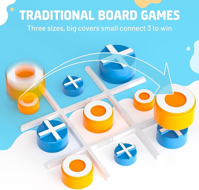 Tic Tac Toe Game, 3-in-1 Electronic Handheld Games Console for Kids Memory Growth, Portable Puzzle Travel Games,Board Game for Kids and Adults, Christmas and Birthday Gifts for All Ages 3+