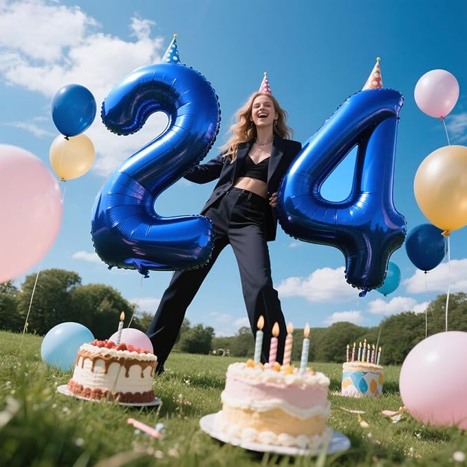 Navy Blue Number 4 Balloons 40 Inch Big Foil Number Balloons Giant Balloon 14th 24th for Boys Girls Baby Shower Anniversary Decorations, Photo Backdrop Props
