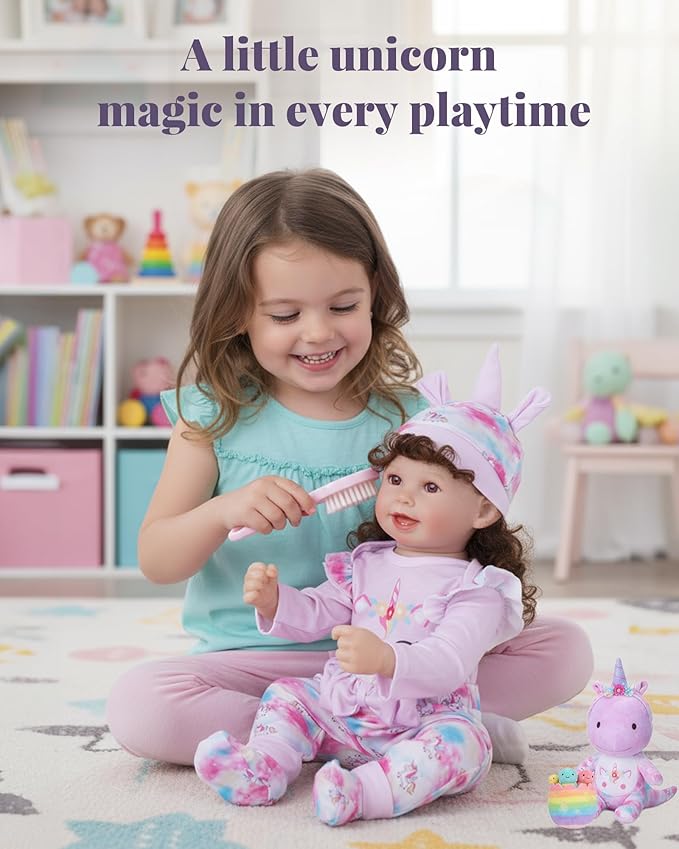 BABESIDE Reborn Baby Doll Clothes Set - 4 Piece Doll Outfit Accessories for 17-22 Inch Dolls, Includes Pony Hat, Striped Top, Overalls, and Socks for Boys & Girls, Perfect for 3+ Year Old Kids